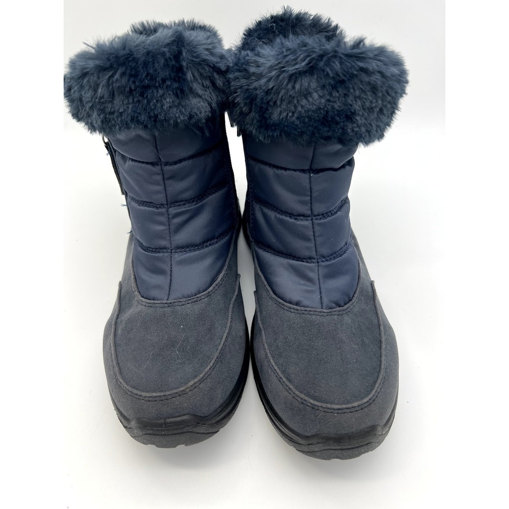 Easy Dry by Easy Street Navy Blue Frosty Waterproof Faux Fur Zipper Boots Size 6
